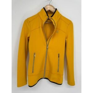 Toni Sailer Zip Up Ski Jacket Womens 4 Yellow Fleece Lined Mid Layer Gorpcore